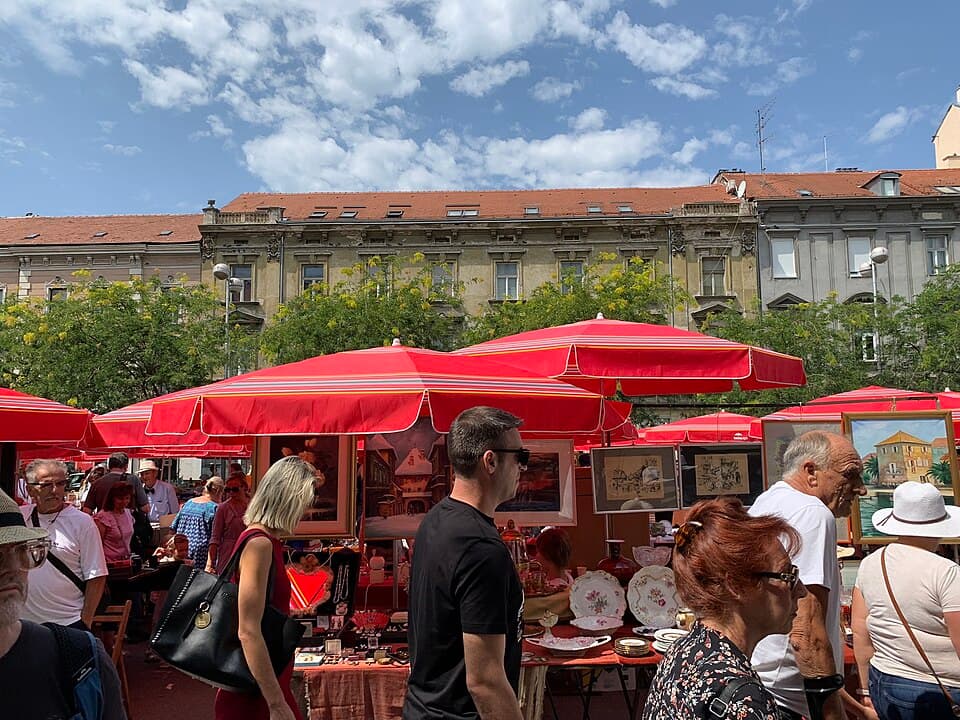 A busy Zagreb flea market