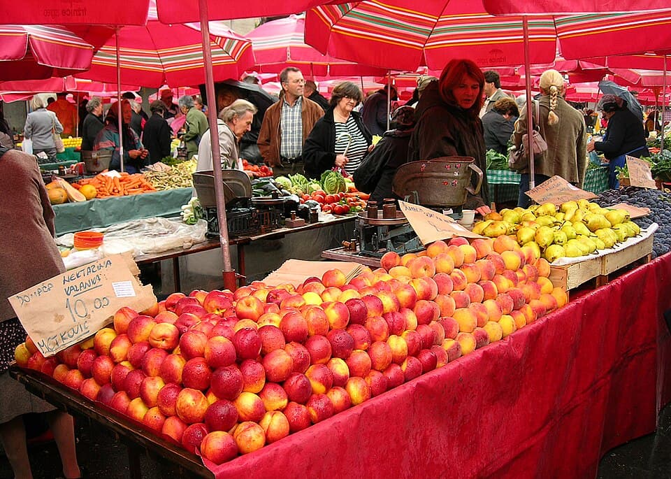 Fresh produce at Dolac Market